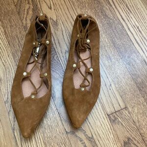 Halogen Chestnut Suede Lace up flats Size 8.5M